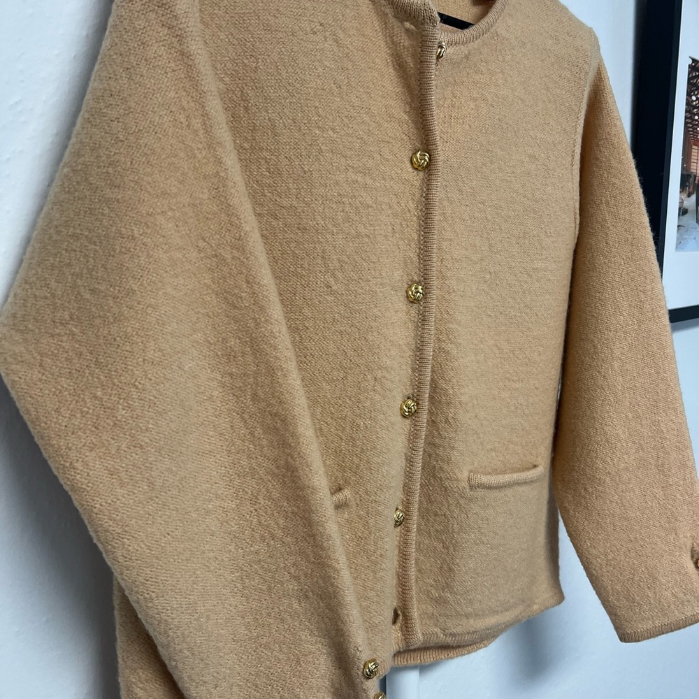 Women’s 100% Wool Karen Scott Gold Button-Up Sweater - Picture 4 of 5